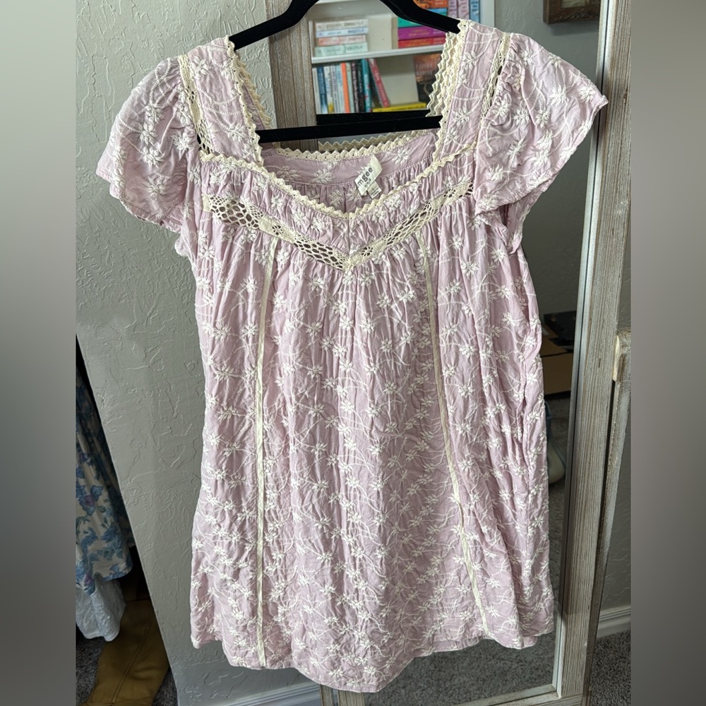 Umgee Pink and Cream Mini Dress